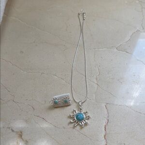 Sunflower Pendant Necklace and Earring Set